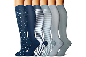 BLUEENJOY Copper Compression Socks for Women & Men (6 pairs) - Best Support for Nurses, Running, Hiking, Recovery