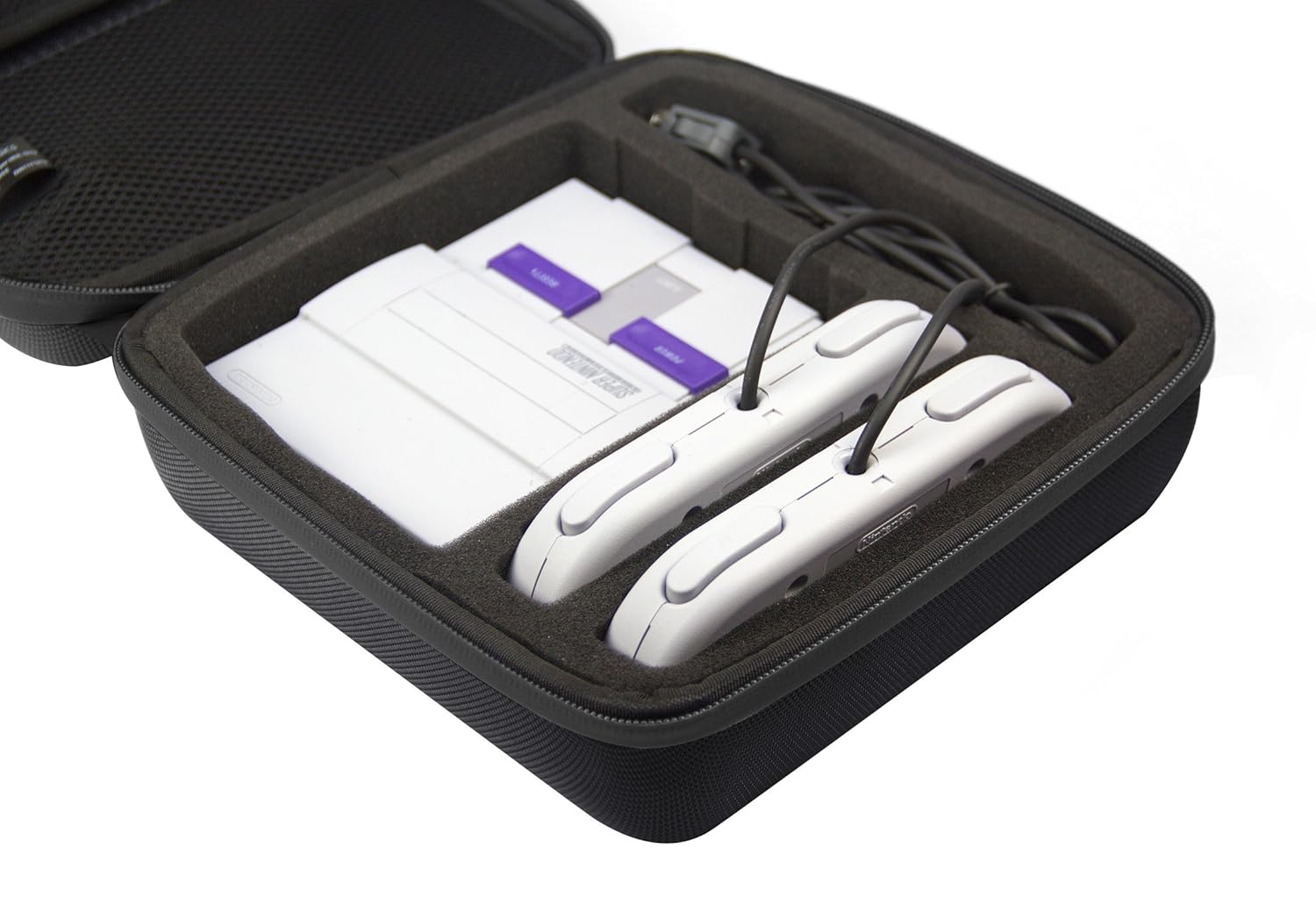 Basics Carrying Case for Super NES Classic and Accessories - 8.5 x 3.5 x 8.5 Inches, Black: Video Games