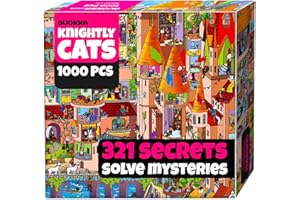 QUOKKA 1000 Piece Jigsaw Puzzle for Adults Knightly Cats – Premium Box Packaging with Extra Fun Challenges - Whimsical Cat Puzzle - Perfect for Relaxation & Creativity & Gift Giving