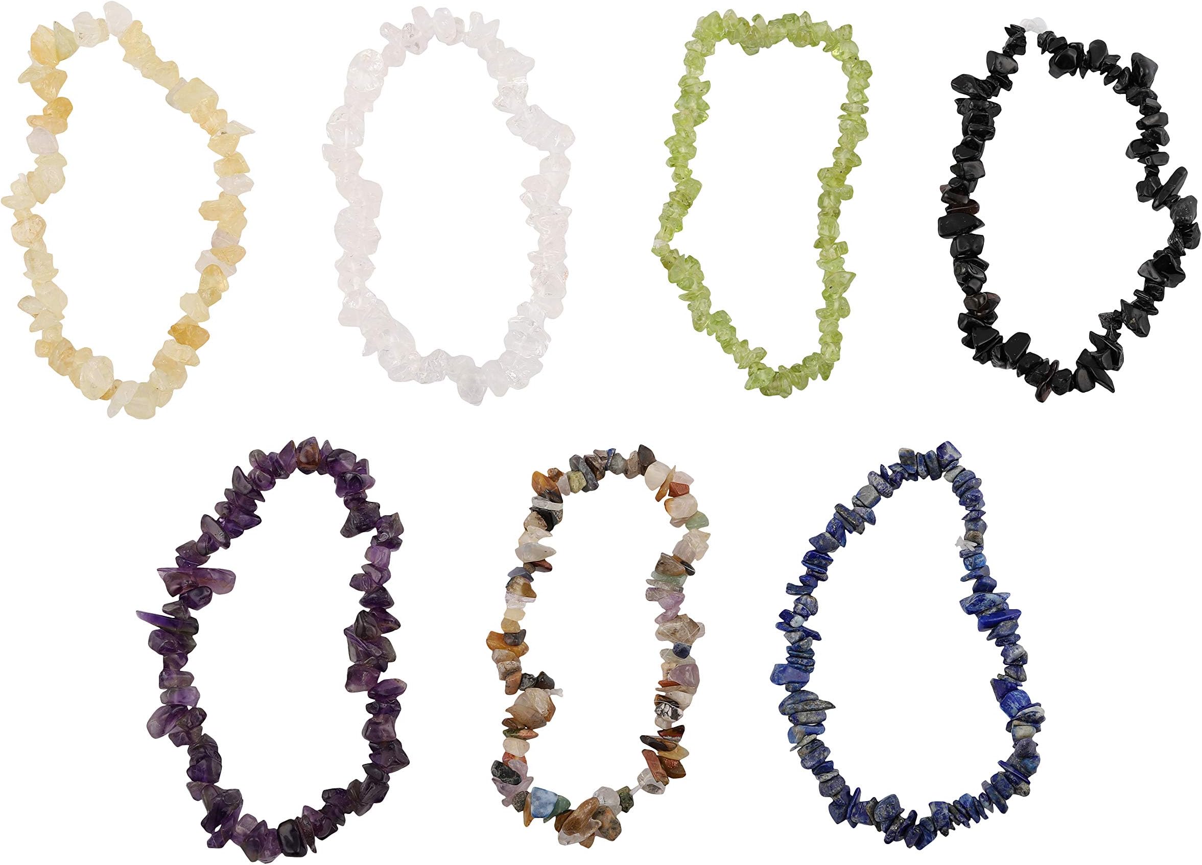 DHYANARSH Natural Gemstone healing Bracelet Set (Pack of 7 uncut gemstone bracelet)