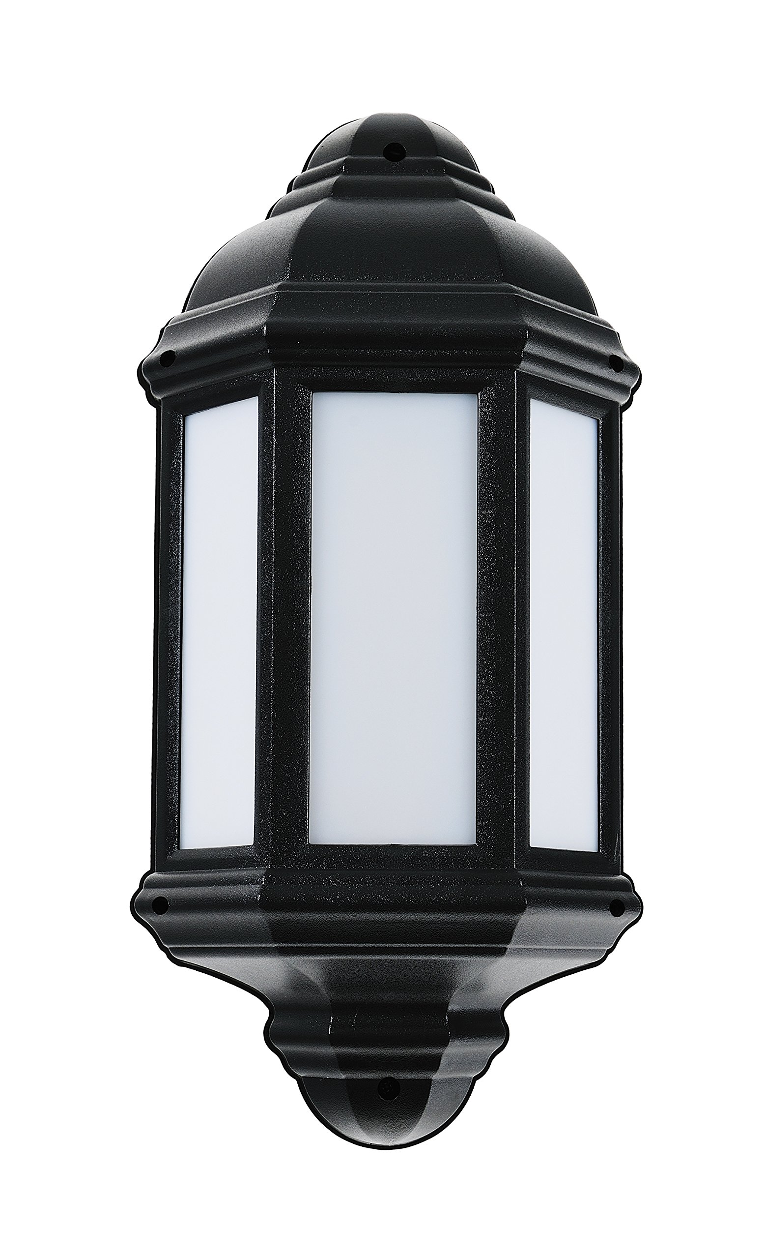 New LED Outdoor Half Wall Light, Black Polycarbonate Construction