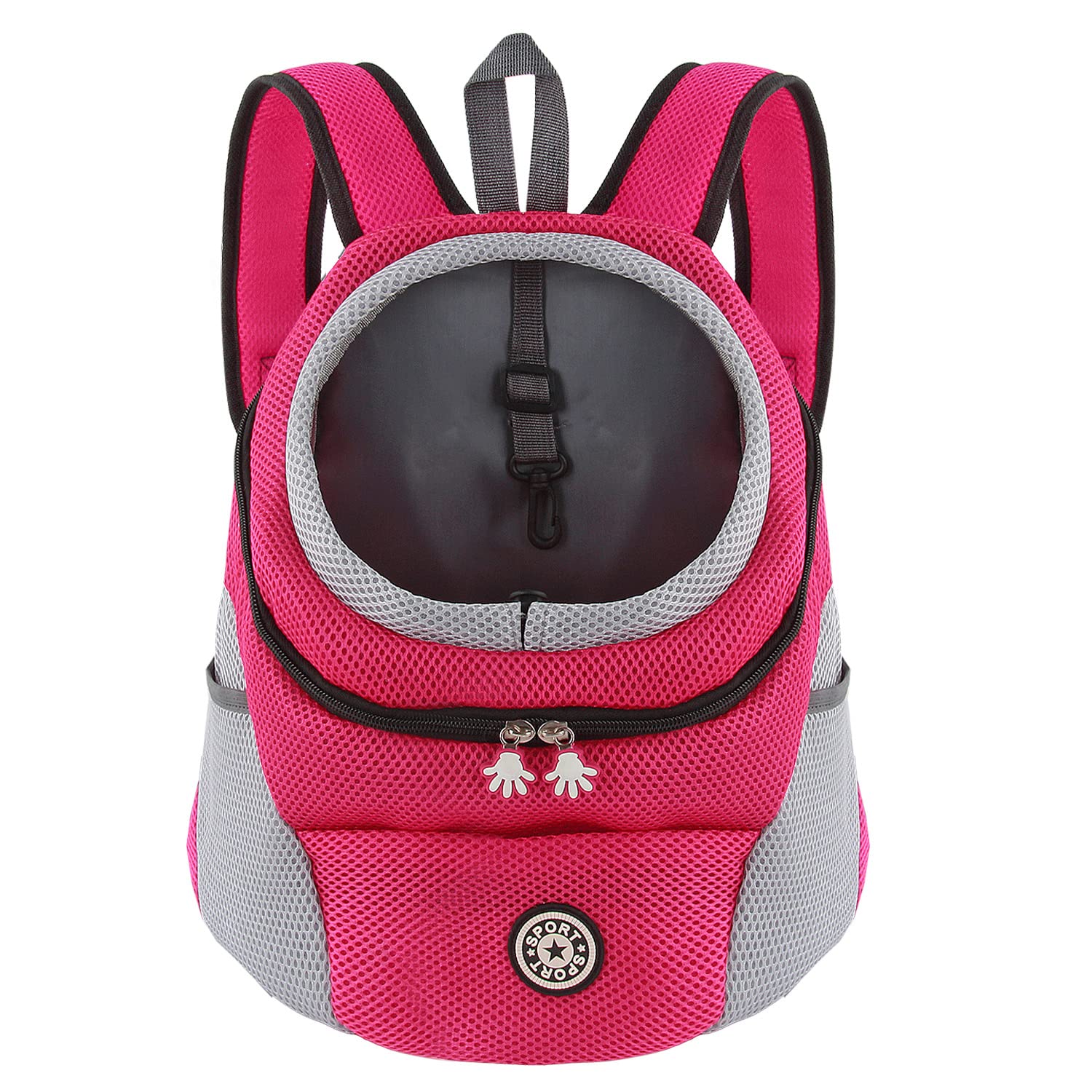 M MUNCASO Dog Carrier Backpack Small Pet Travel Bag Puppy Pet Front Pack with Breathable Head-Out Design and Waterproof Bottom Airline Approved for Outdoor Hiking Travel (L,Rose Red)