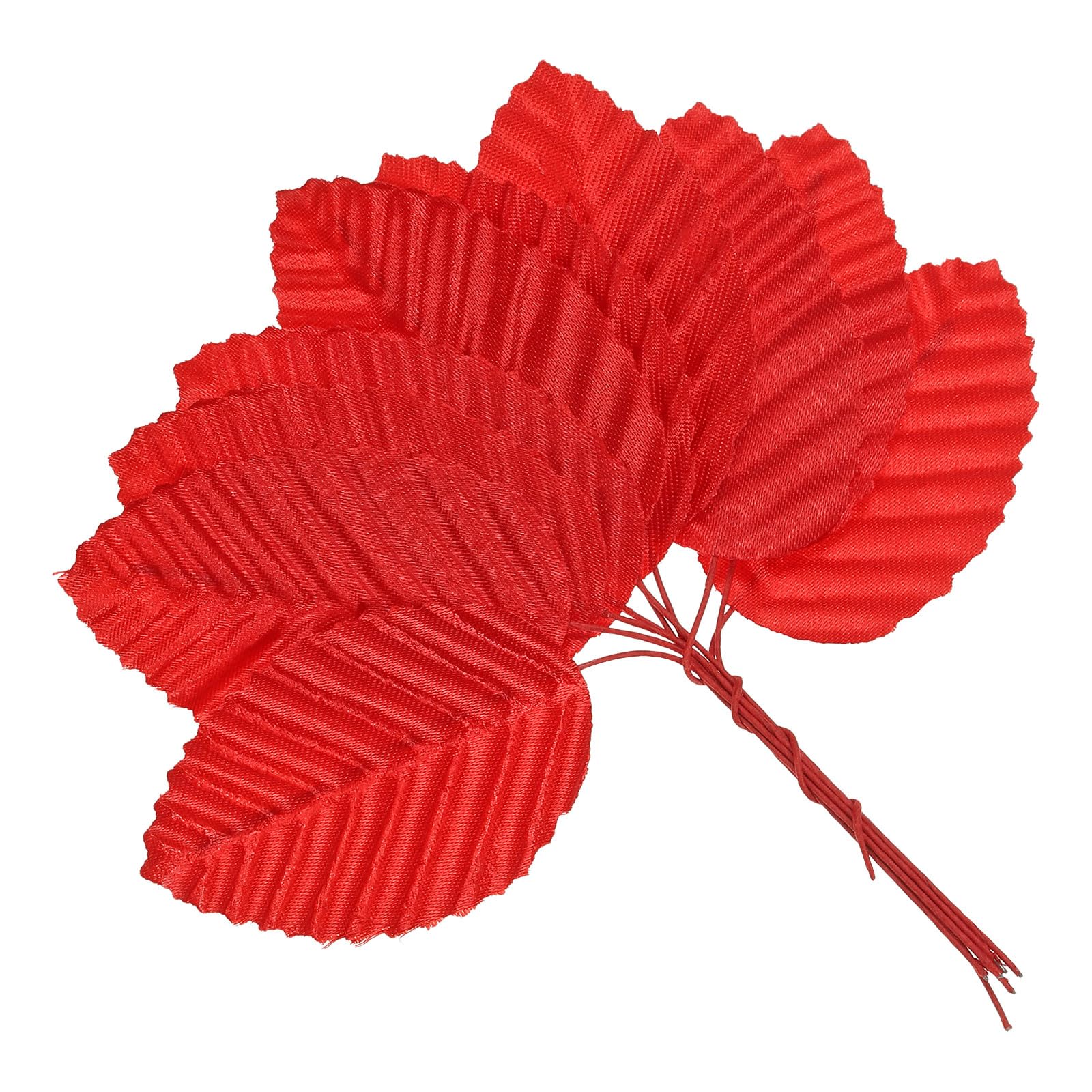 PATIKIL 4.3" Artificial Silk Leaf, 200 Pcs Artificial Leaves Stems Fake Leaves Bulk Fake Rose Wire Crafts Leaves for Home Office Decor, Red