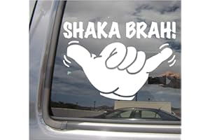 RIGHT NOW DECALS Shaka Brah - Tropical Hawaii Island Beach - Cars Trucks Moped Helmet Hard Hat Auto Automotive Craft Laptop Vinyl Decal Store Window Wall Sticker 05032