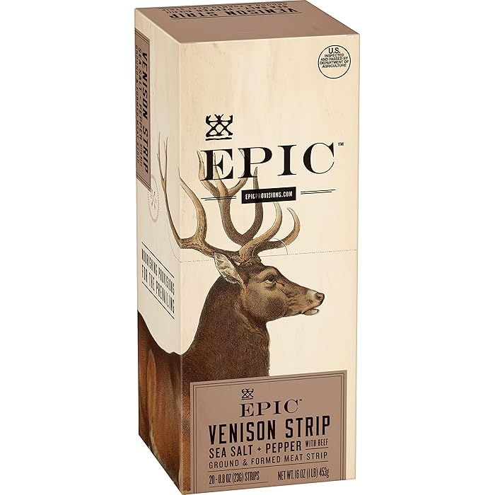 Epic Provisions Venison & Beef Strips, Keto Consumer Friendly, 20 Count Box 0.8oz strips