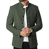 Mens Casual Suit Blazer Jackets Stand Mandarin Collar Lightweight Lined Business Dress Sport Coats