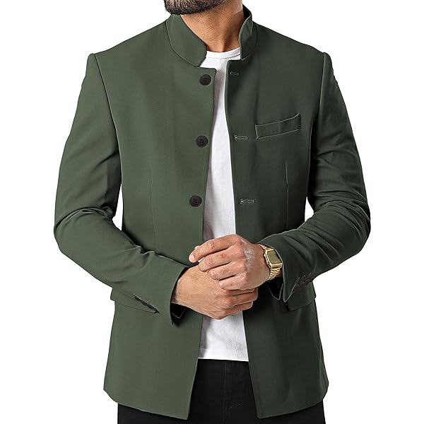 Men's Suit Slim Standing Collar Coat Men Single Row Multi-Button