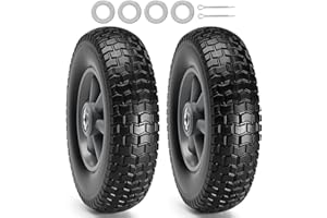 VEVOR Solid PU Run-Flat Tire Wheel, 10", 2-Pack, 180 lbs Dynamic Load, 220 lbs Static Load, Flat Free Tubeless Tires and Whee