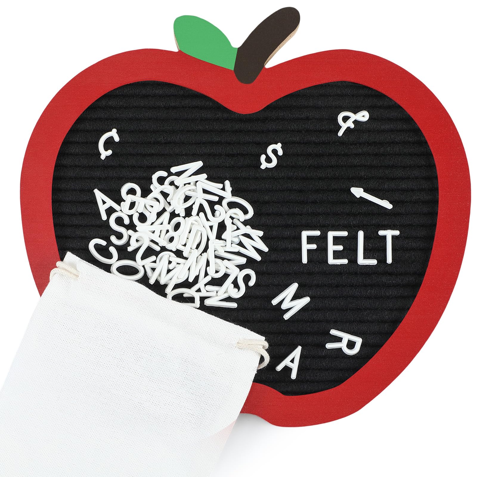 Photo 1 of Changeable Felt Letter Board with Letters Back to School Supplies First Day of School Sign 1st Baby Announcement, Message Board Kindergarten Preschool Classroom Decor Farmhouse Milestones Kids(Apple)
