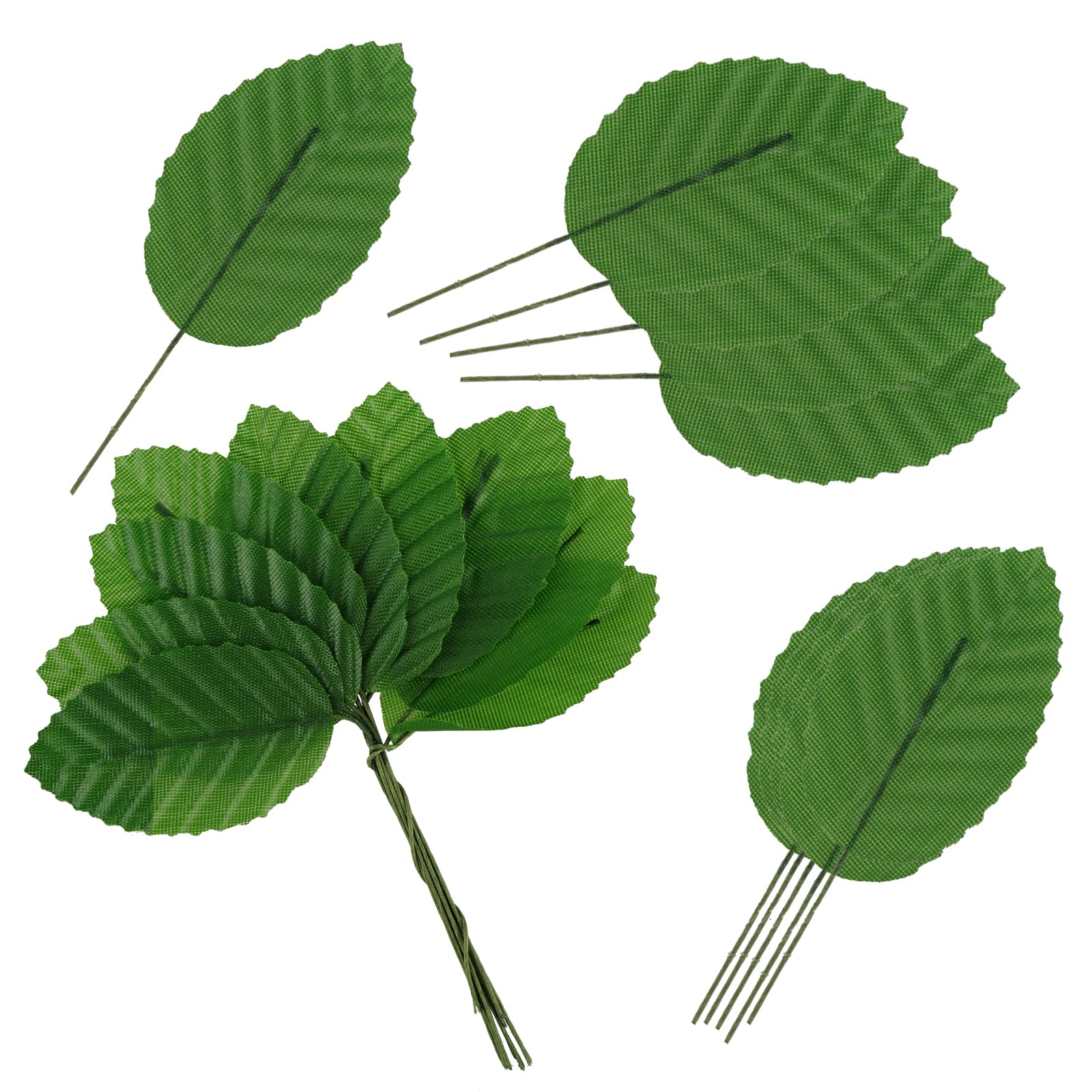 Yolev 200 Pcs Fake Leaves - 10 cm Artificial Leaves - Faux Silk Rose Leaf for DIY Floral Arrangements Wedding Garland Party Garden Decorations (Dark Green)