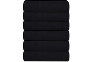 Pristine Linen Cotton Bath Towels 24x48 Inches Black Pack of 6 Terry Towels for Bathroom for Shower, Pool, Spa, Gym, Hand Towel for Daily Use, Lightweight Bath Towel Set Absorbent Quick Dry