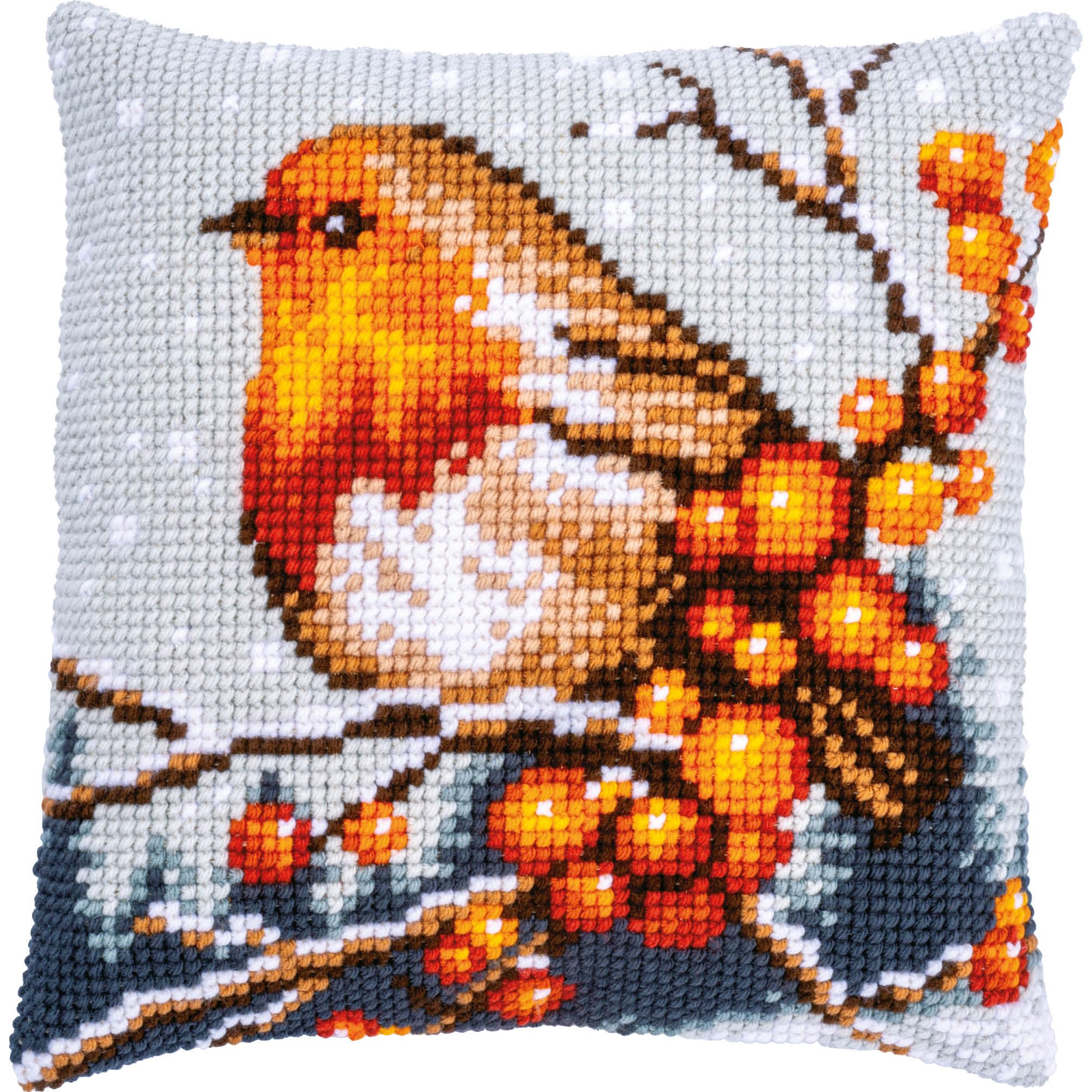 Vervaco Kit Cross Stitch Cushion in Red-Throin, Ecru Approx. 40 x 40 cm