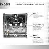 EVOGES Single Metal Back Box 35mm 1 Gang 1.0mm BS4662 Brass Terminal view 4