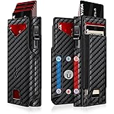 Wallet for Men Wallet with Slim Pop Up Card Holder 9-13 Cards, Bifold Minimalist Smart Wallet RFID Blocking Credit Card Holder with ID Window & Stretchable Cash Slot Compact Metal Aluminum Card Case