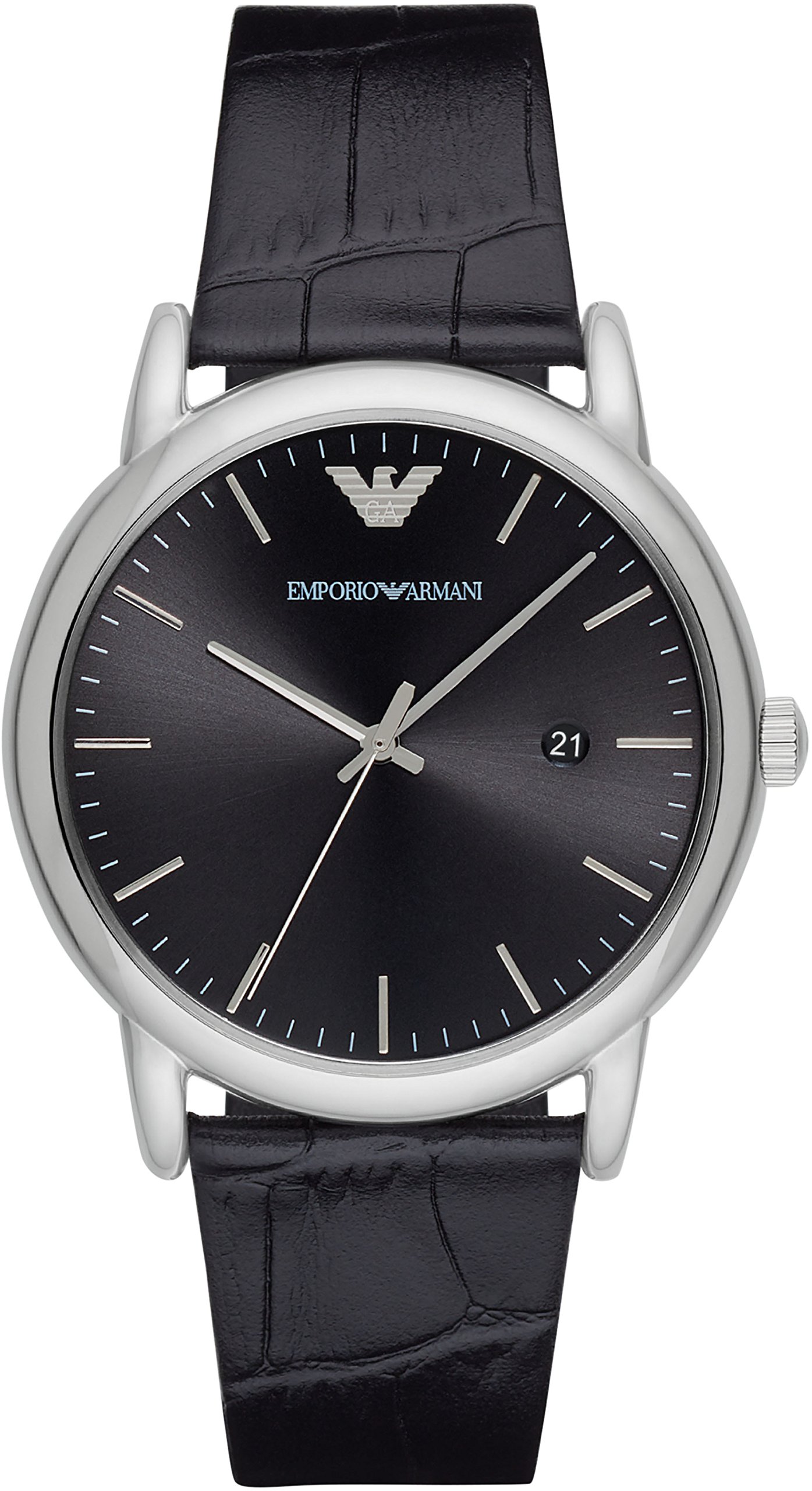 Emporio Armani Watch for Men, Three Hand Date Movement, 43 mm Silver Stainless Steel Case with a Leather Strap, AR2500 — image 1