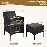 Yaheetech 3-Piece Rattan Garden Set Outdoor Patio Conversation Furniture Black view 3