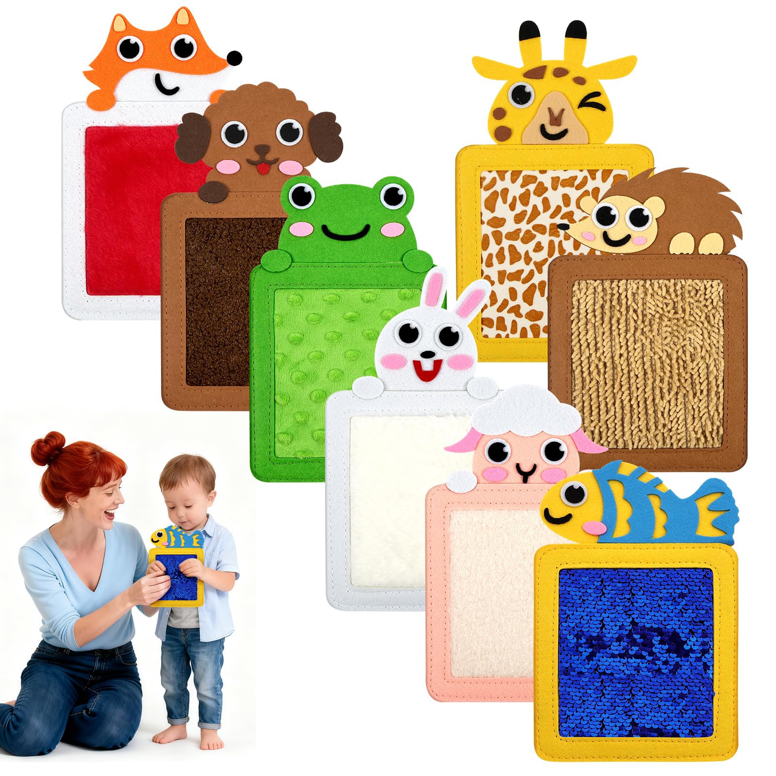 Vicloon 8Pcs Sensory Mats for Kids, Zoo Animals Textured Play Floor Tiles Mat for Autistic Kids, Special Needs Toys for Tactile Play/Anxiety Relief, Presents Gifts for Newborn
