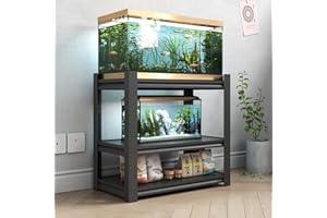 OPTYMIRA Fish Tank Stand,3-tier Rack Shelf Heavy Duty Metal Frame Aquarium Stand 20 Gallon,Reptile Terrarium Stand for 30 Gallon Long Aquarium,Reptile Tank Stand,Breeder Tank Stand,31.5"*18"*34"