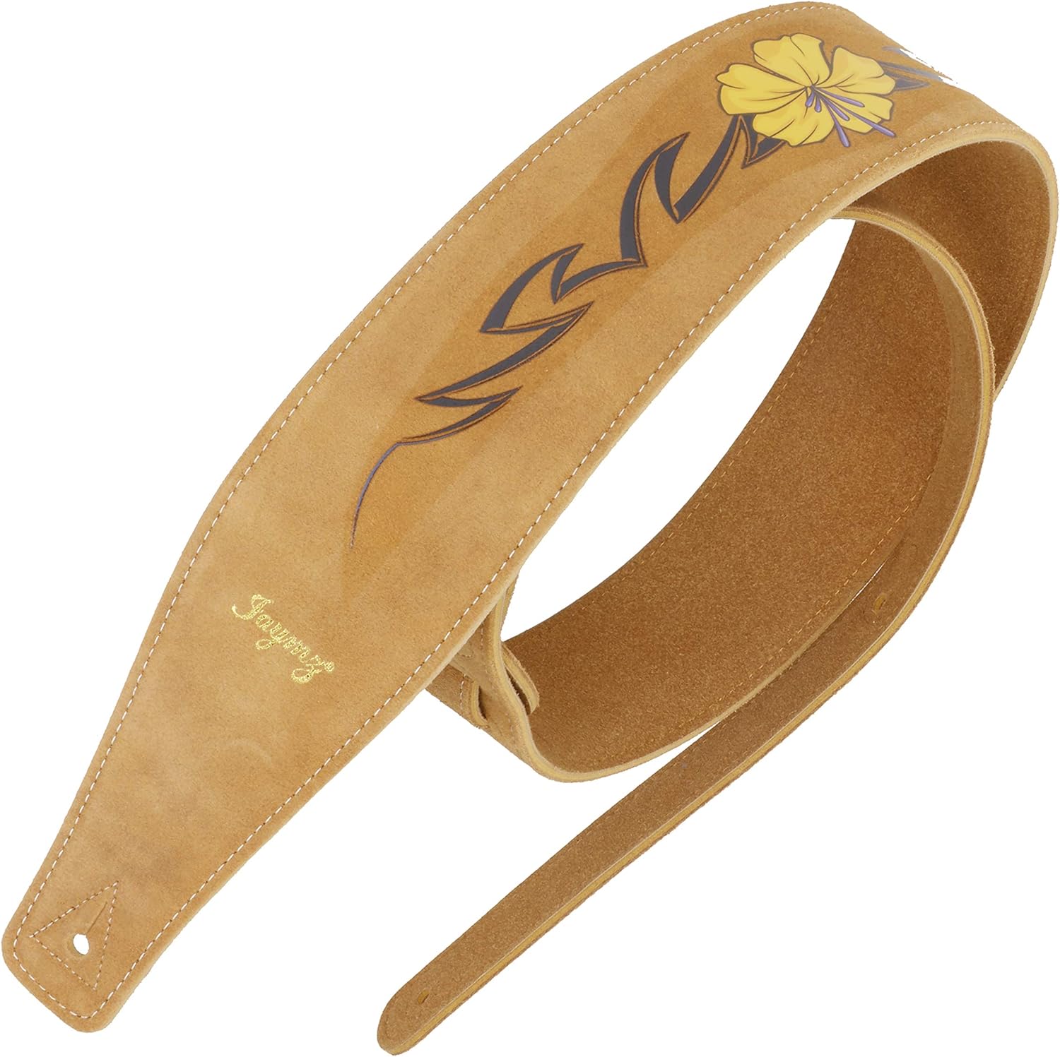 Yellow Suede Artificial Leather Strap for Electric Guitar