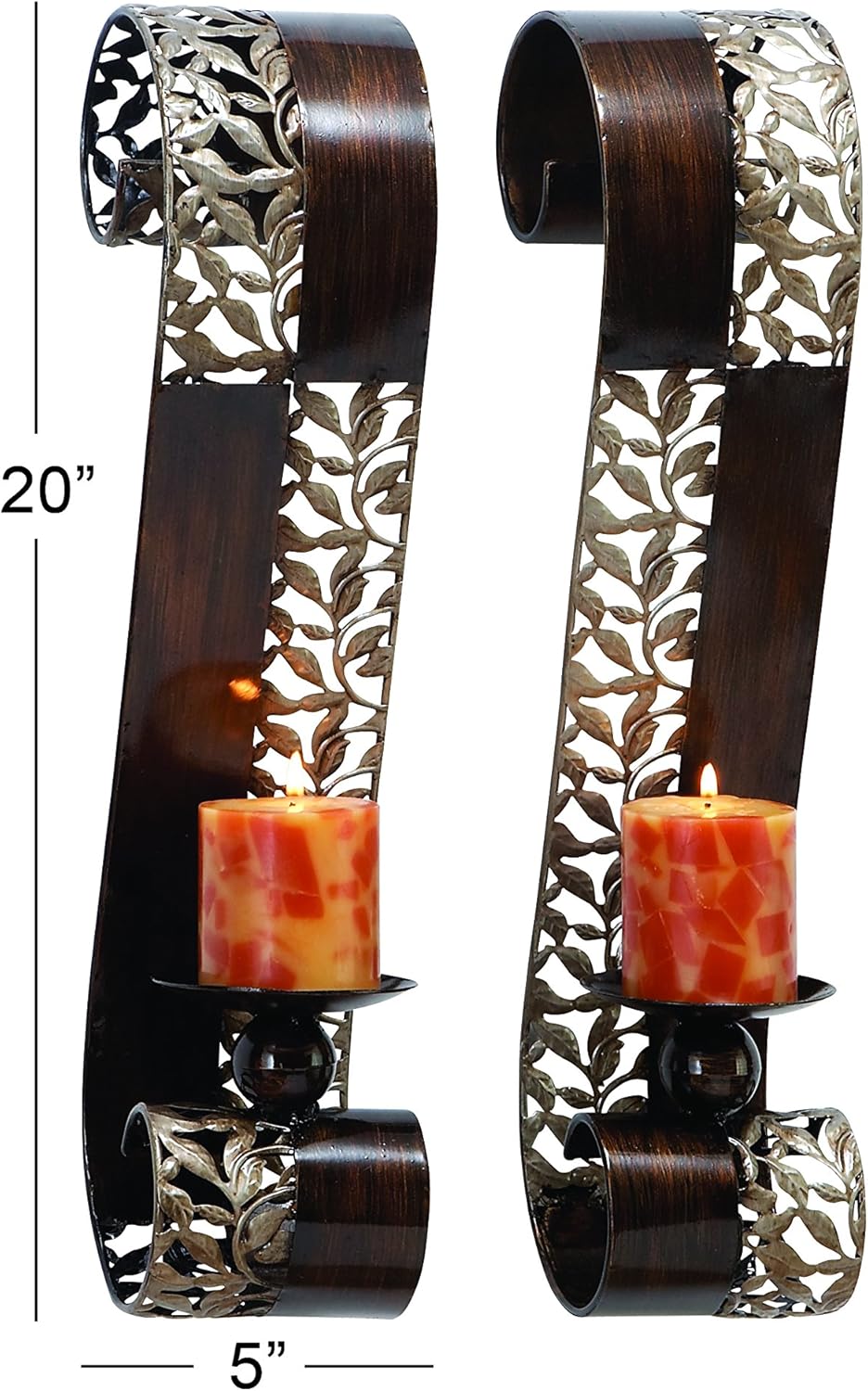 Deco 79 Metal Candle Sconce Set of 2, 21"H x 4"W: Furniture & Decor