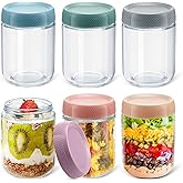 Wide Mouth Mason Jars, 16oz Round Glass Container With Airtight Lids for Overnight Oats, Fruit Salad, Cereal, Snacks, Spice S