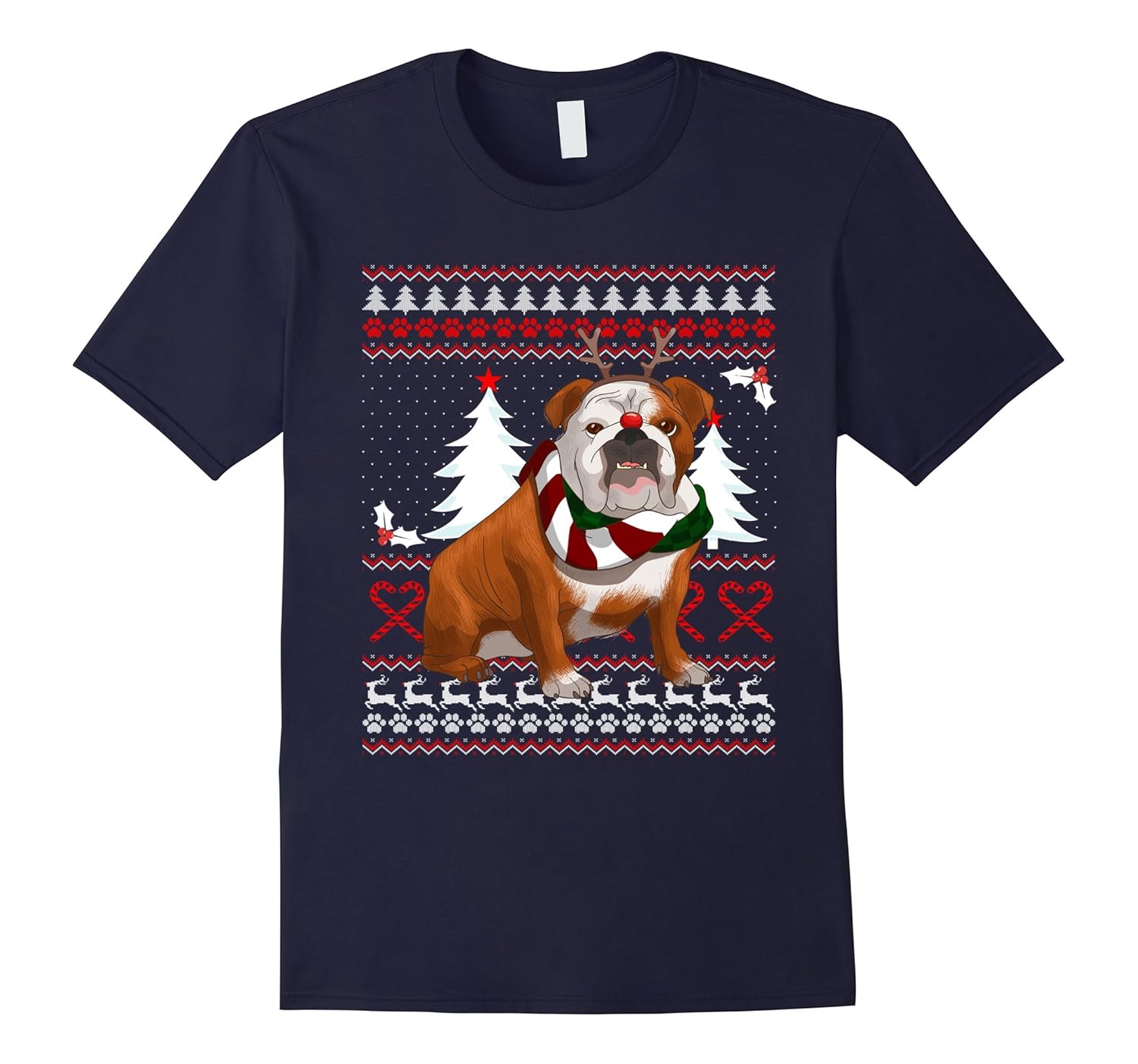 Cute English Bulldog Christmas Shirt Funny Xmas Gift-ANZ