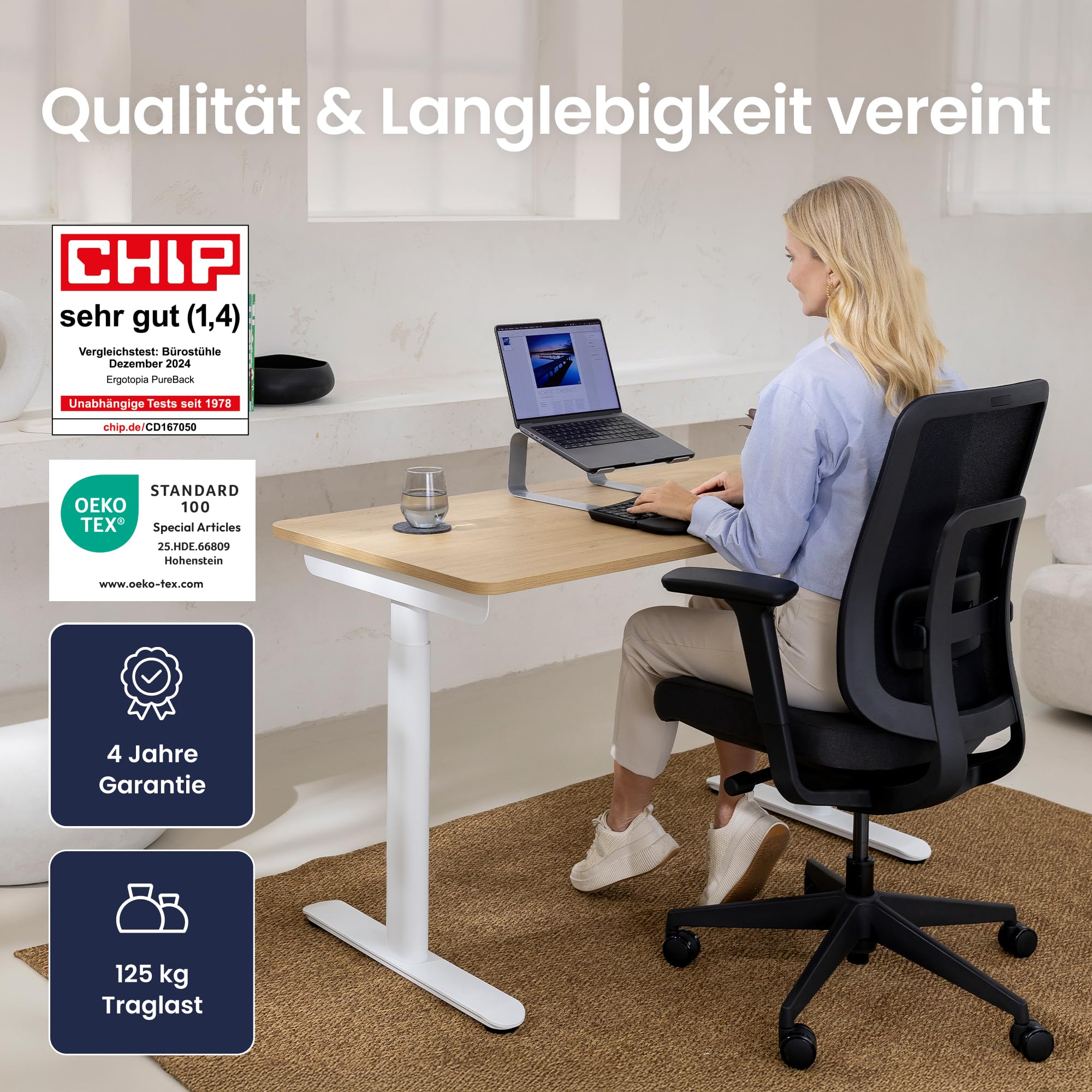 Ergotopia PureBack ergonomischer Bürostuhl – Schreibtischstuhl ergonomisch mit 4D-Armlehnen & Synchronmechanik – Bürostuhl ergonomisch Testsieger – Bequemer Büro Drehstuhl für gesundes Sitzen 7
