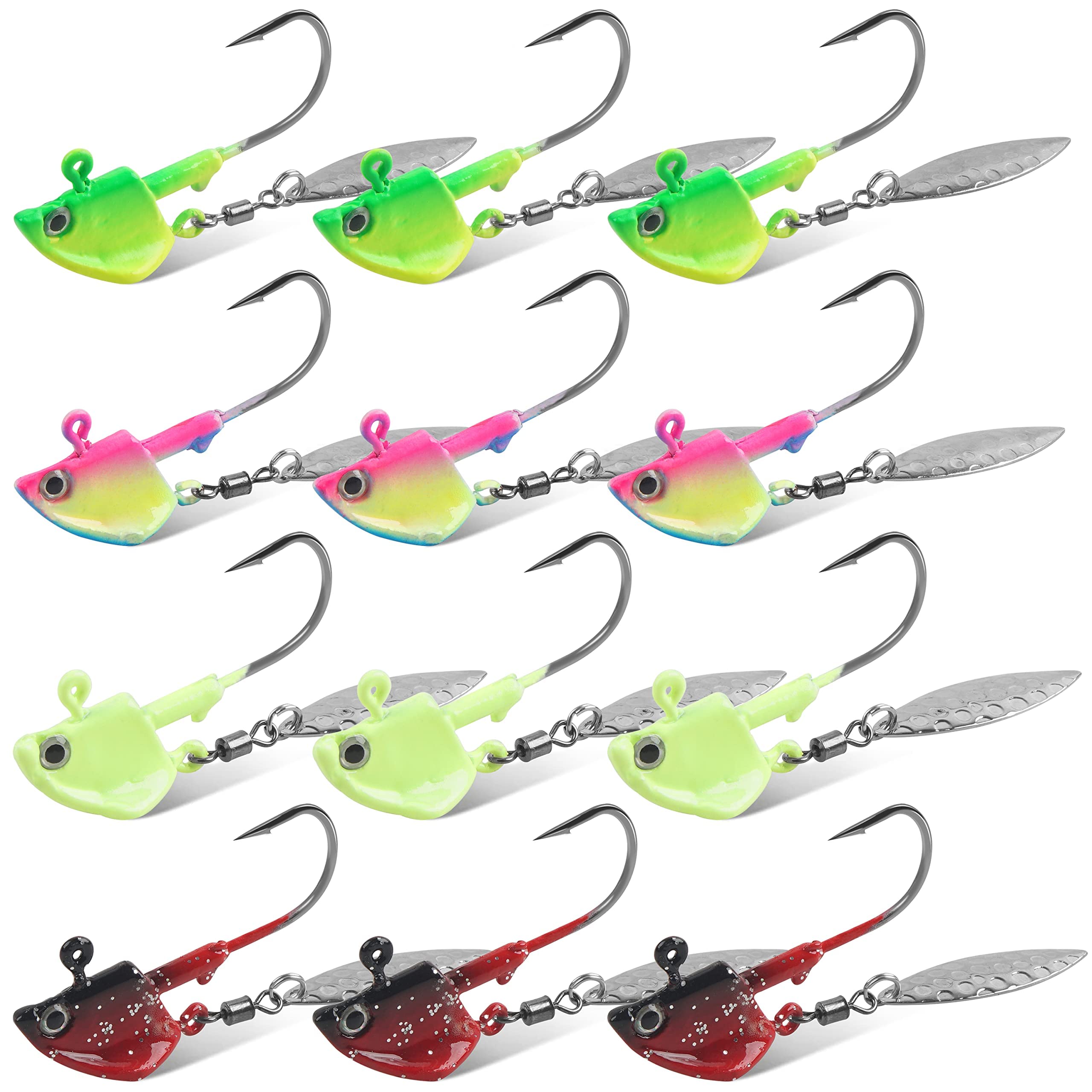 Fishing Jig Heads Underspin Jig Head Hooks with Spinner Blades Under Spin Bladed Swim Jigs for Bass Crappie Trout Walleye Fishing 7g 10g 12g