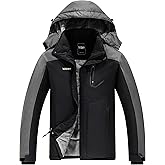 Mden Men's Mountain Waterproof Ski Jacket Windproof Rain Jacket Fleece Snow Winter Coat