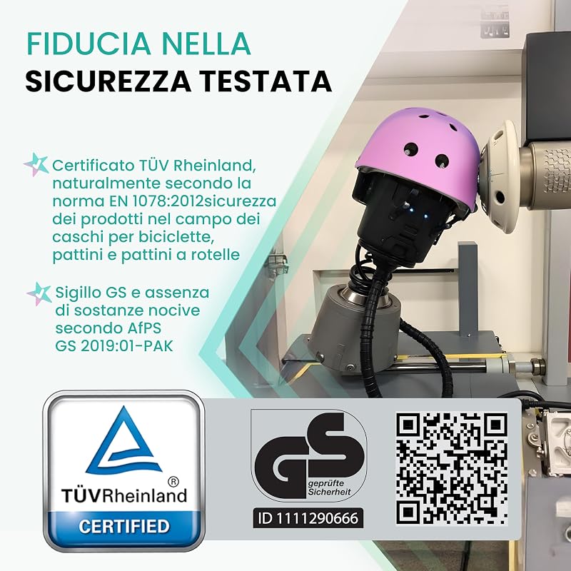 Casco Bici Bambina - Casco Bambino - Caschetto Bambino per Bambini - Monopattino Skateboard Pattini a Rotelle - Taglia S/M TRICOLORE