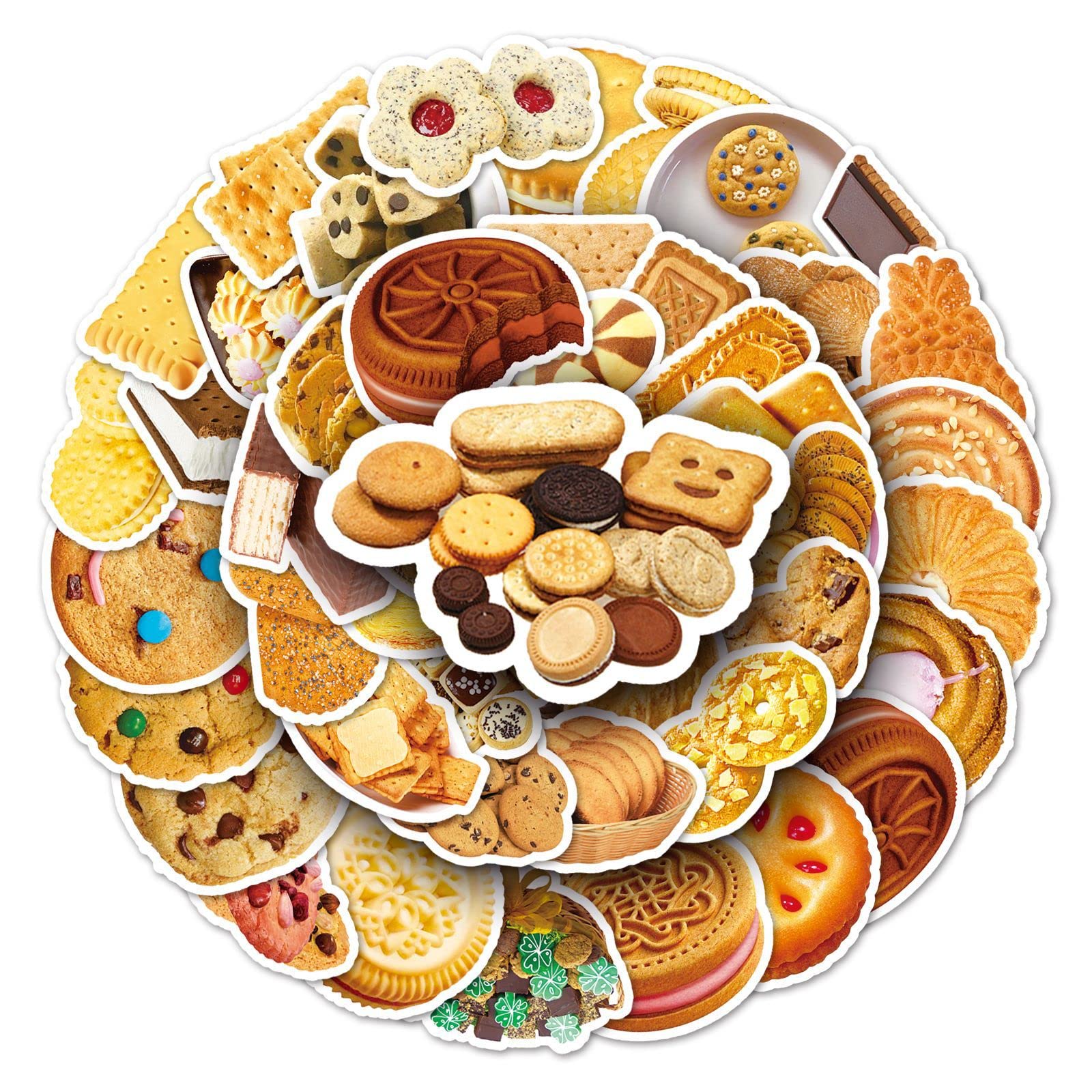 AFFOTO Cookies Stickers for Laptop (50 PCS),Gift for Children Teens Adults Girl Boys,Waterproof Stickers for Water Bottle,Cookies Vinyl Stickers for Scrapbook,Skateboard,Bike,Phone,Dairy