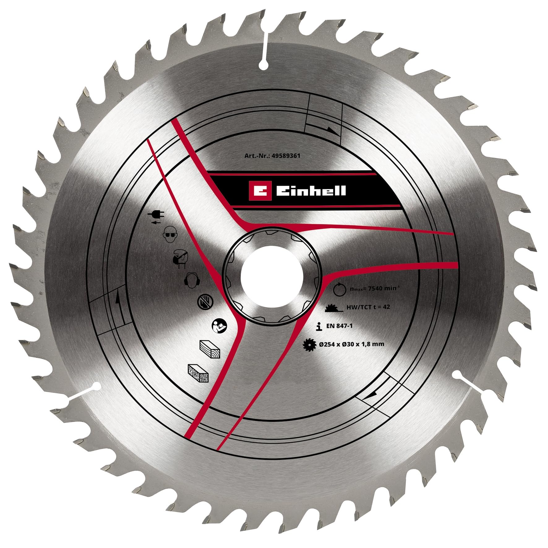 kwb by Einhell HM saw blade (diameter 254 x 30 mm, 42 teeth, suitable for Einhell table circular saw TC-TS 2025/2 eco & pull cap mitre saw TC-SM 254 and TC-SM 2531/1 U)