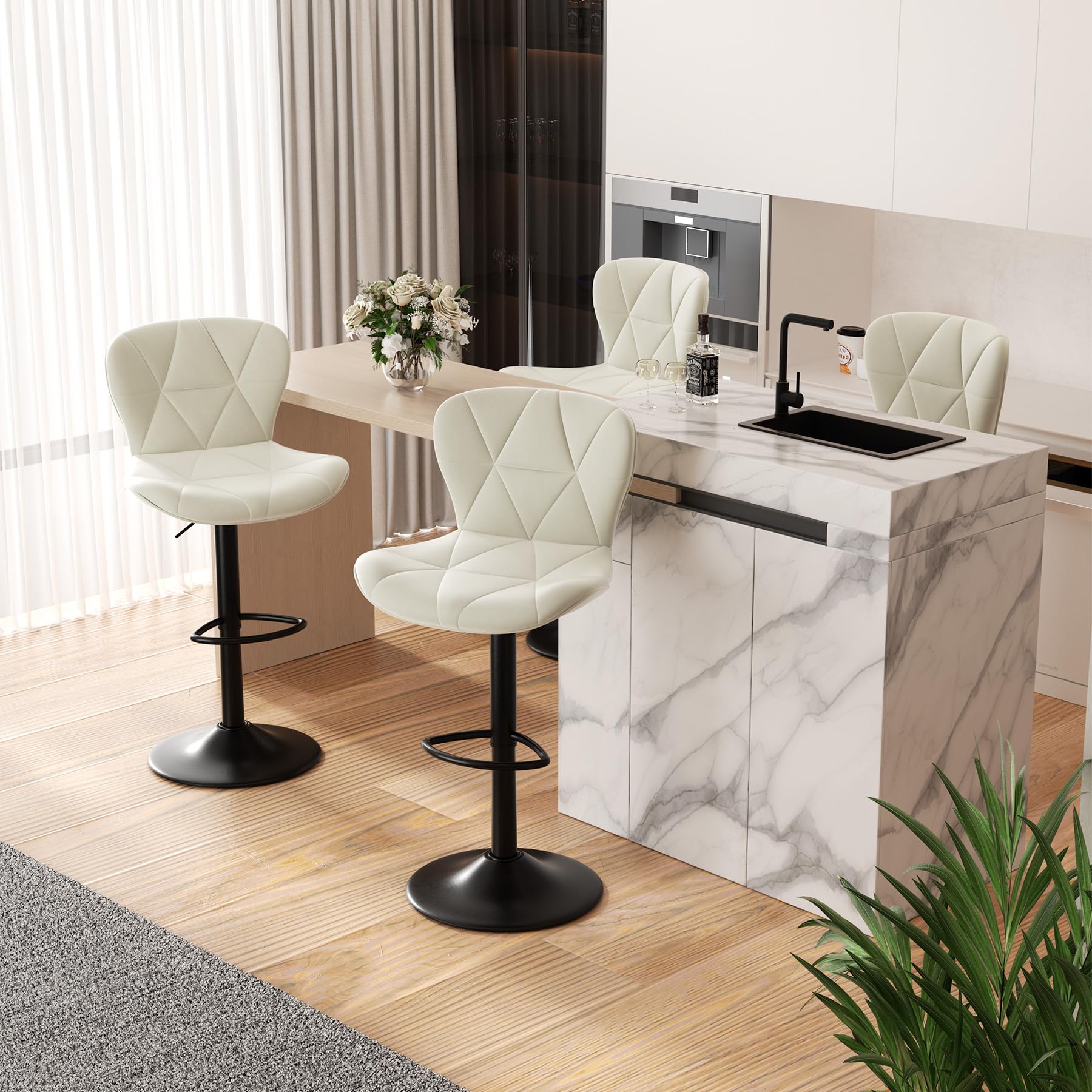 Nalupatio Modern Bar Stools Set of 4, Adjustable