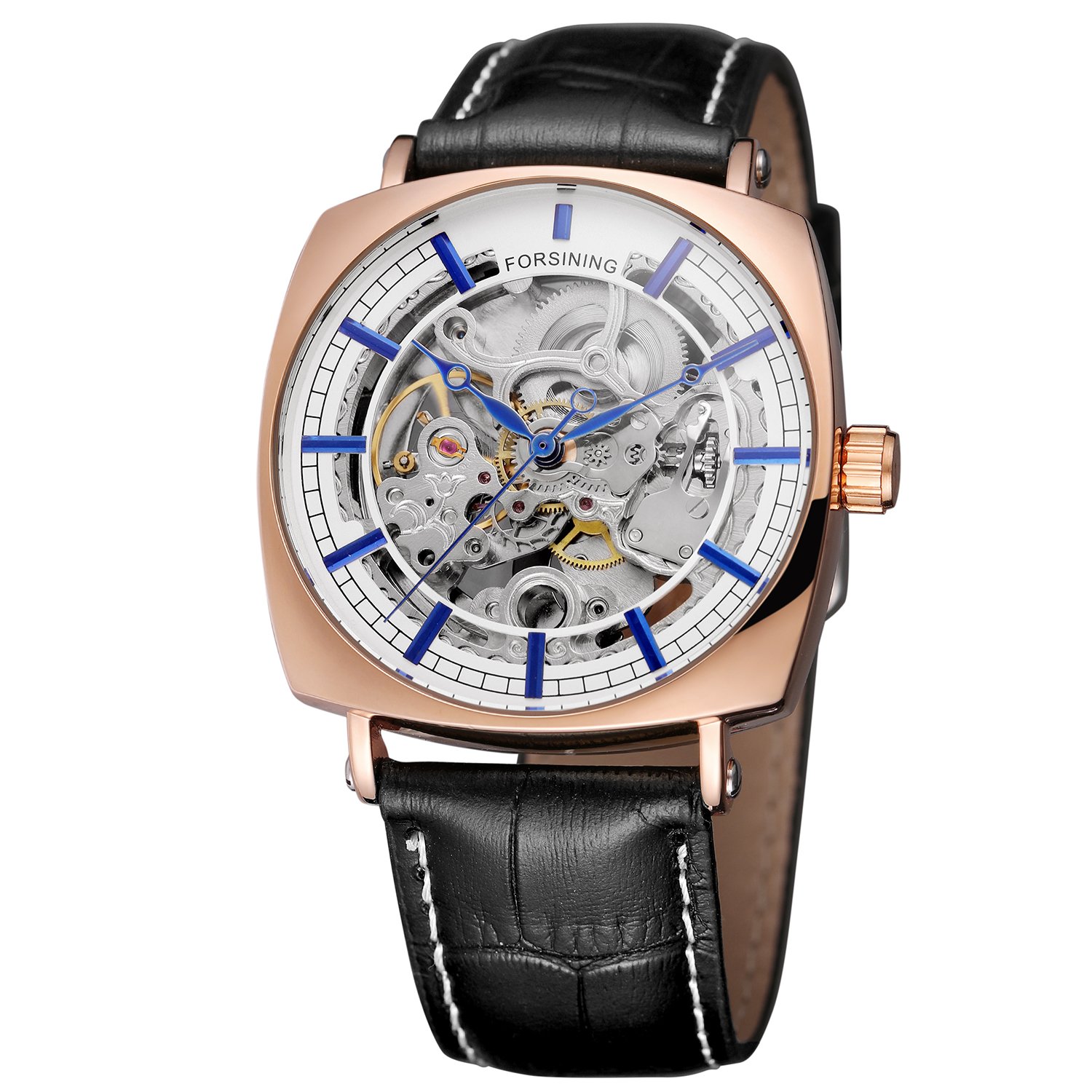 FORSINING Men's Automatic Skelton Genuine Leather Strap Waterproof Watches for Various Occasions