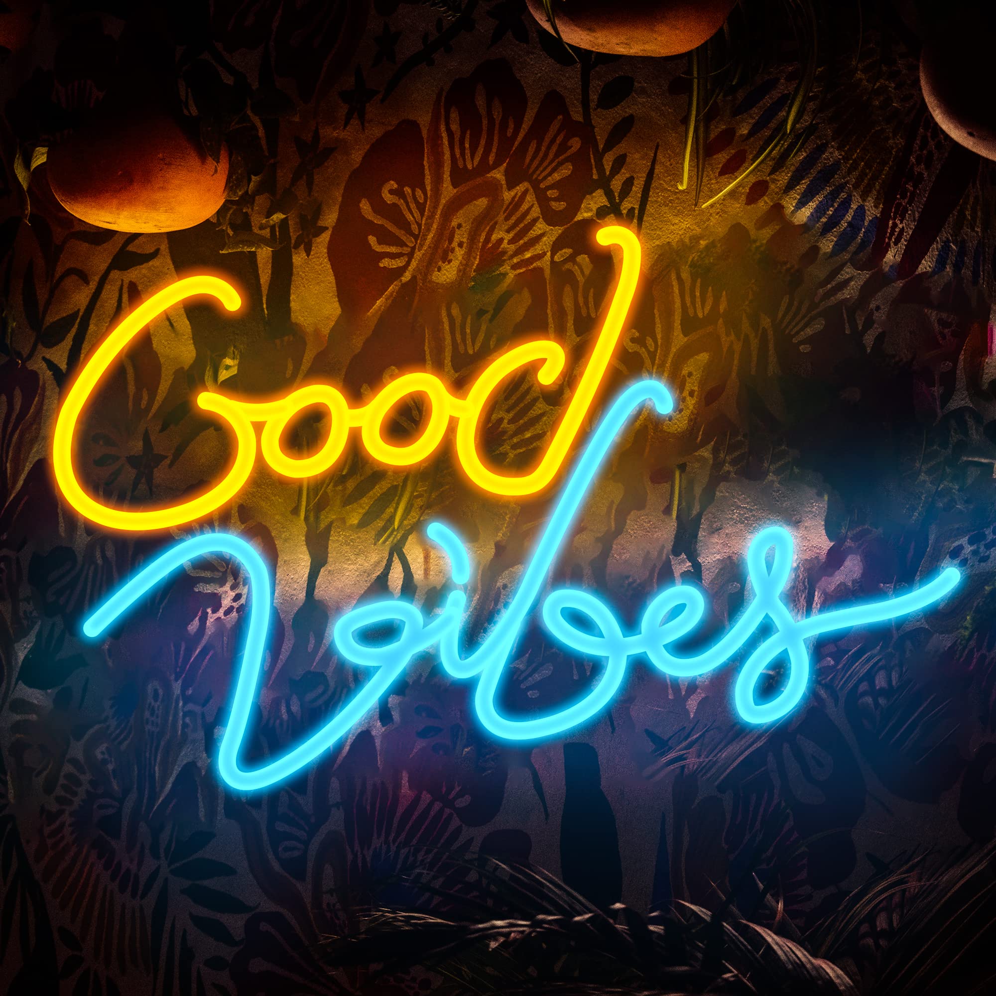 Eufrozy Good Vibes Neon Sign, LED Neon Sign Wall with 10 Levels Adjustable Light 43 x 28 cm, USB Neon Light Lights Decoration for Bedroom, Children's Room, Wall Decoration, Bar, Wedding, Party