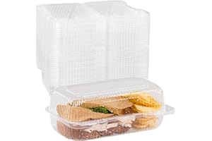 Supellectilem 50 Pack 9" x 5" x 3" BPA Free Plastic Rectangular Clamshell Food Containers with Hinged Lid and Tight Seal, Per