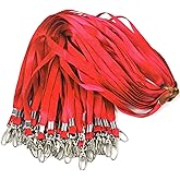 Ollain Red Lanyards for Name Tag Id Badges Nylon Cruise Lanyard Swivel Hooks Clips 50 Pack
