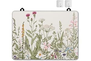 JASAKOO Electric Stove Top Cover Protector – Herbs and Wilds Flowers Glass Flat Top Stove Mat Oven Induction Cooktop Mat for Ceramic Countertop Mats Heat-Resistant Dish Drying Mat