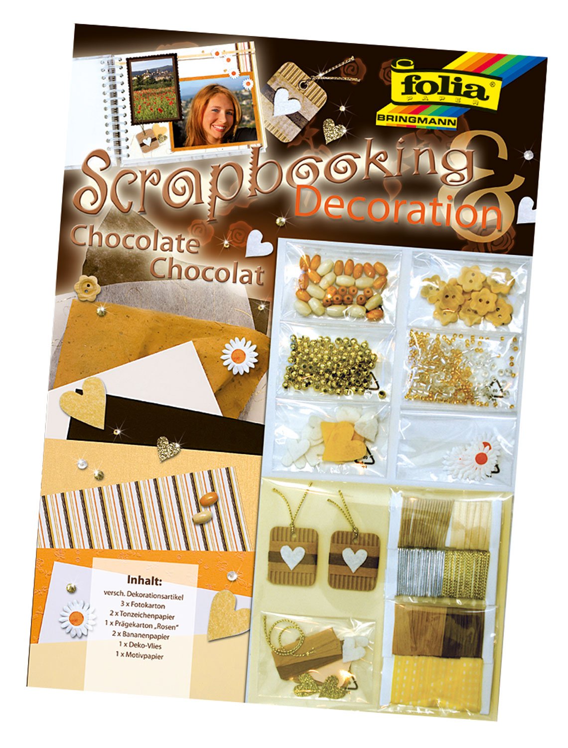 Folia 12102 Scrapbooking Decoration Set Chocolate Decorative Material Ideal for Designing Photo Albums
