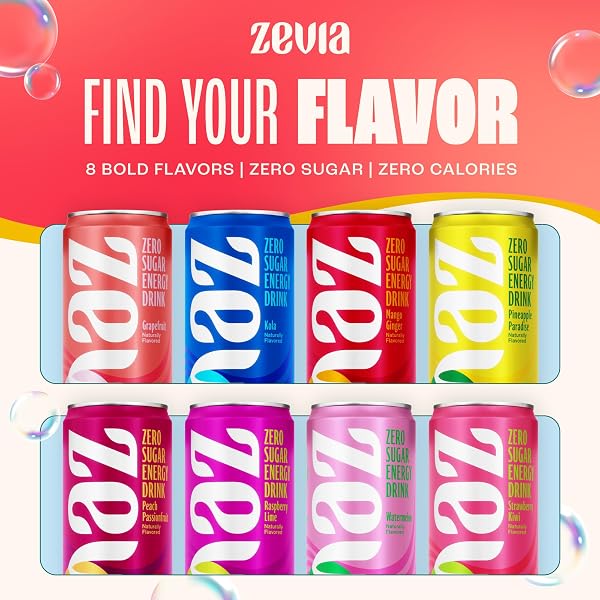 ZEVIA ZERO SUGAR ENERGY DRINK, GRAPEFRUIT, 12 OZ CANS (12-PACK) – NATURALLY SWEETENED, NON-GMO PROJECT VERIFIED, GLUTEN-FREE, VEGAN