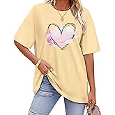 ADOREJOY Oversized Tshirts for Women Crewneck Summer Graphic Tees Short Sleeve Loose Basic Tops