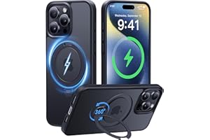 CASEKOO 2024 Upgraded 360° Rotatable Magnetic Ring Stand for iPhone 15 Pro Max Case [Military Drop Protection] [Compatible with MagSafe] Matte Translucent Slim iPhone 15 ProMax Case 6.7'', Black