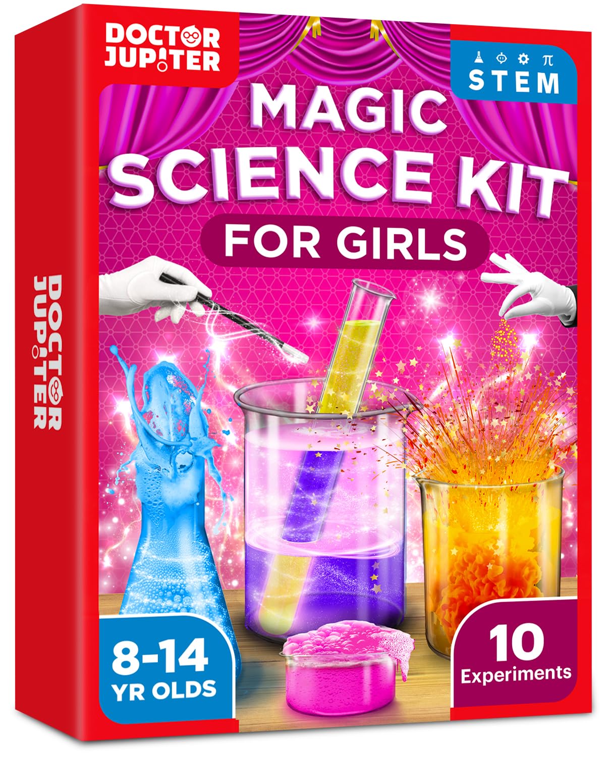 Doctor Jupiter Magic Science Kit, Chemistry Set for Kids Ages 8-10-12-14 | Easter, Birthday Gift Ideas for 8+ Boys and Girls | Toy STEM Kit with 10 Science Experiments, Magic Tricks