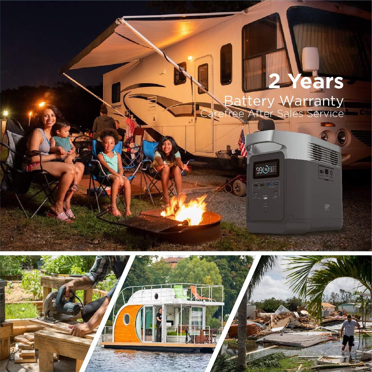 EF ECOFLOW Portable Power Station EFDELTA, UPS Power Supply 1260Wh Battery Pack with 6 1800W (3300W Surge) AC Outlets, Solar Battery Generator for Outdoor Camping RV : Garden & Outdoor