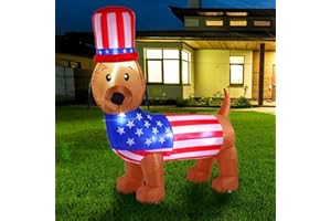 Rotatingpals 5ft Patriotic Inflatable Decoration 4th of July Inflatables Blow up Independence Day Dachshund Dog Outdoor Holiday Decoration with Built in Lights for Home Garden Yard Party Supplies
