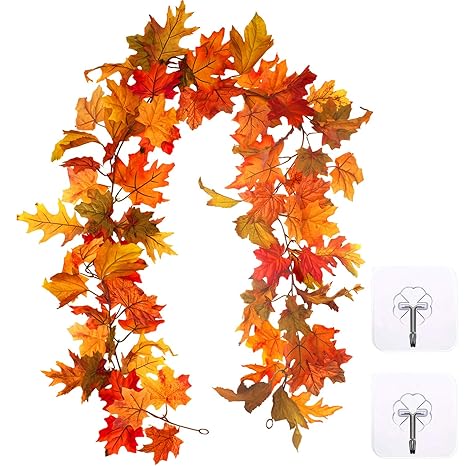 6ft Fall Leave Garland With Red Berry Fall Decorations Fakes