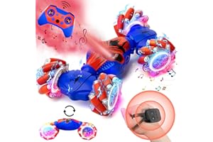 HARWORLIFE Remote Control Car for Boys 8-12, 4WD Gesture Sensing RC Stunt Car 2.4Ghz with Lights Music Sprayer RC Cars for Boys Age 4-7 8-12 Hand-Controlled Cars Toys Birthday Gifts for Kids Girls Blue