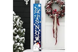ARTDMT Let It Snow Merry Christmas Winter Holiday Porch Board Sign for Front Door, Porch, Yard, Deck, Patio or Wall - Indoor Outdoor - Vertical Decorative Farmhouse Rustic Home Decor 47.2"H
