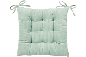 HLOVME Corduroy Chair Cushion with Ties Ultra Soft Warm Floor Cushion for Kids Reading Nook Comfortable Square Seat Cushion for Adult 15.7”x15.7”, Green
