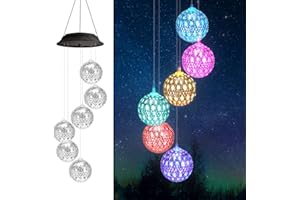 HEGUD Solar Wind Chimes for Outside, Windchimes Outdoor Color Changing LED Lights, Gifts for Women/Mom/Grandma/Daughter/Wife, Solar Garden Lights, Birthday Gift for Mother,Patio Outdoor Decoration